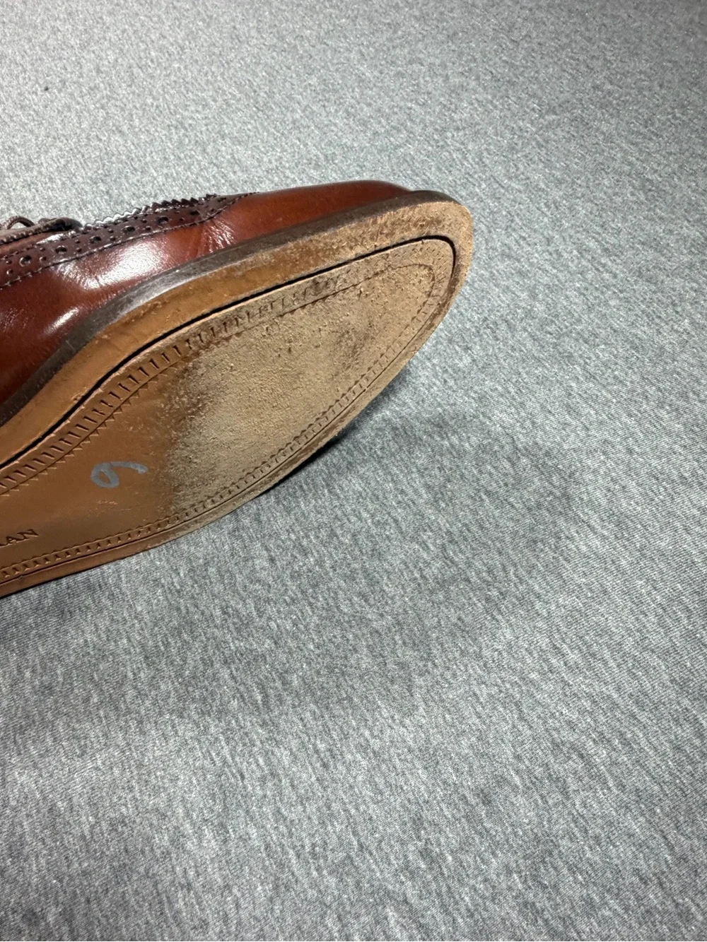 Vintage Cole Haan Men's Brown Leather Wingtip Oxfords 10D Made in USA - Picture 5 of 7